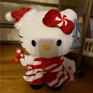 Hello Kitty Red & White Holiday Candy Cane Plush